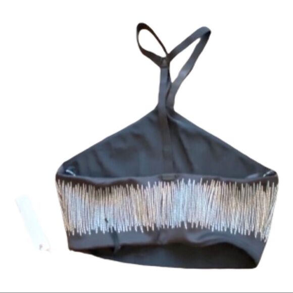 Koral Black Oxidize Scuba High Neck Crop Top - Picture 4 of 4